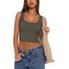 imageREORIA Womens Basic Square Neck Ribbed Tank Tops Workout Crop Tops 2025 Summer Sleeveless Slim Fit ShirtsArmy Green