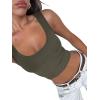 imageREORIA Womens Basic Square Neck Ribbed Tank Tops Workout Crop Tops 2025 Summer Sleeveless Slim Fit ShirtsArmy Green