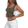 imageREORIA Womens Basic Square Neck Ribbed Tank Tops Workout Crop Tops 2025 Summer Sleeveless Slim Fit ShirtsArmy Green