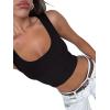 imageREORIA Womens Basic Square Neck Ribbed Tank Tops Workout Crop Tops 2025 Summer Sleeveless Slim Fit ShirtsBlack