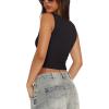 imageREORIA Womens Basic Square Neck Ribbed Tank Tops Workout Crop Tops 2025 Summer Sleeveless Slim Fit ShirtsBlack