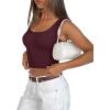 imageREORIA Womens Basic Square Neck Ribbed Tank Tops Workout Crop Tops 2025 Summer Sleeveless Slim Fit ShirtsBurgundy