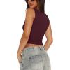 imageREORIA Womens Basic Square Neck Ribbed Tank Tops Workout Crop Tops 2025 Summer Sleeveless Slim Fit ShirtsBurgundy