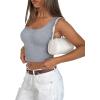 imageREORIA Womens Basic Square Neck Ribbed Tank Tops Workout Crop Tops 2025 Summer Sleeveless Slim Fit ShirtsLight Grey