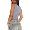 imageREORIA Womens Basic Square Neck Ribbed Tank Tops Workout Crop Tops 2025 Summer Sleeveless Slim Fit ShirtsLight Grey