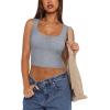 imageREORIA Womens Basic Square Neck Ribbed Tank Tops Workout Crop Tops 2025 Summer Sleeveless Slim Fit ShirtsLight Grey
