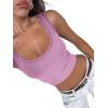 imageREORIA Womens Basic Square Neck Ribbed Tank Tops Workout Crop Tops 2025 Summer Sleeveless Slim Fit ShirtsPetal