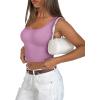 imageREORIA Womens Basic Square Neck Ribbed Tank Tops Workout Crop Tops 2025 Summer Sleeveless Slim Fit ShirtsPetal