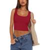imageREORIA Womens Basic Square Neck Ribbed Tank Tops Workout Crop Tops 2025 Summer Sleeveless Slim Fit ShirtsRed