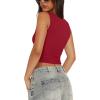 imageREORIA Womens Basic Square Neck Ribbed Tank Tops Workout Crop Tops 2025 Summer Sleeveless Slim Fit ShirtsRed