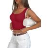 imageREORIA Womens Basic Square Neck Ribbed Tank Tops Workout Crop Tops 2025 Summer Sleeveless Slim Fit ShirtsRed