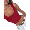 imageREORIA Womens Basic Square Neck Ribbed Tank Tops Workout Crop Tops 2025 Summer Sleeveless Slim Fit ShirtsRed