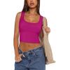 imageREORIA Womens Basic Square Neck Ribbed Tank Tops Workout Crop Tops 2025 Summer Sleeveless Slim Fit ShirtsRose Red