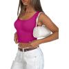 imageREORIA Womens Basic Square Neck Ribbed Tank Tops Workout Crop Tops 2025 Summer Sleeveless Slim Fit ShirtsRose Red