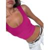 imageREORIA Womens Basic Square Neck Ribbed Tank Tops Workout Crop Tops 2025 Summer Sleeveless Slim Fit ShirtsRose Red