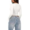 imageREORIA Womens Long Sleeve Shirts Basic Crop Tops Square Neck Slim Y2K Fit Fall Winter Cute Clothes OutfitsWhite