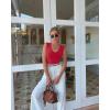 imageREORIA Womens Ribbed Tank Bodysuit Deep V Neck Sleeveless Tops Y2K Going Out Casual OutfitsRed