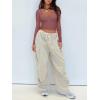 imageREORIA Womens Sexy Casual V Neck Long Sleeve Double Lined Fitted Going Out T Shirts Crop Tops TeesMasala