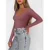 imageREORIA Womens Sexy Casual V Neck Long Sleeve Double Lined Fitted Going Out T Shirts Crop Tops TeesMasala