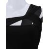 imageREORIA Womens Sexy One Shoulder Asymmetrical Leopard Print Mesh Ruched Backless Going Out Bodysuits TopsBlack