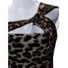 imageREORIA Womens Sexy One Shoulder Asymmetrical Leopard Print Mesh Ruched Backless Going Out Bodysuits TopsBlack Leopard Pattern