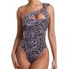 imageREORIA Womens Sexy One Shoulder Asymmetrical Leopard Print Mesh Ruched Backless Going Out Bodysuits TopsPink Leopard Pattern