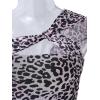 imageREORIA Womens Sexy One Shoulder Asymmetrical Leopard Print Mesh Ruched Backless Going Out Bodysuits TopsPink Leopard Pattern