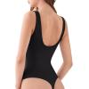 imageREORIA Womens Sexy Square Neck Sleeveless Double Lined Basic Bodysuits Backless Tank Tops Going OutBlack