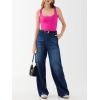 imageREORIA Womens Sexy Square Neck Sleeveless Double Lined Basic Bodysuits Backless Tank Tops Going OutNeon Rose Red