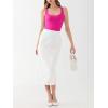 imageREORIA Womens Sexy Square Neck Sleeveless Double Lined Basic Bodysuits Backless Tank Tops Going OutNeon Rose Red