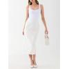 imageREORIA Womens Sexy Square Neck Sleeveless Double Lined Basic Bodysuits Backless Tank Tops Going OutWhite