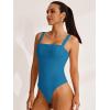 imageREORIA Womens Square Neck Sleeveless Sexy Lace Bodysuits Tank Tops 2024 SpringSummer Designer CollectionBlue Aster