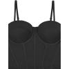 imageREORIA Womens Trendy Sexy Mesh Sheer Spaghetti Strap Going Out Slimming Bustier Corset Bodysuit With Built In BraBlack