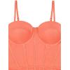 imageREORIA Womens Trendy Sexy Mesh Sheer Spaghetti Strap Going Out Slimming Bustier Corset Bodysuit With Built In BraBright Orange