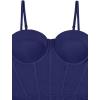 imageREORIA Womens Trendy Sexy Mesh Sheer Spaghetti Strap Going Out Slimming Bustier Corset Bodysuit With Built In BraDark Blue