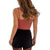 imageREORIA Womens Trendy Sexy Mesh Sheer Spaghetti Strap Going Out Slimming Bustier Corset Bodysuit With Built In BraRusty Red