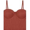 imageREORIA Womens Trendy Sexy Mesh Sheer Spaghetti Strap Going Out Slimming Bustier Corset Bodysuit With Built In BraRusty Red