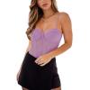 imageREORIA Womens Trendy Sexy Mesh Sheer Spaghetti Strap Going Out Slimming Bustier Corset Bodysuit With Built In BraViolet