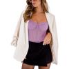 imageREORIA Womens Trendy Sexy Mesh Sheer Spaghetti Strap Going Out Slimming Bustier Corset Bodysuit With Built In BraViolet