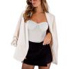 imageREORIA Womens Trendy Sexy Mesh Sheer Spaghetti Strap Going Out Slimming Bustier Corset Bodysuit With Built In BraWhite