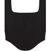 imageREORIA Womens Trendy Sexy Square Neck Long Sleeve Backless Y2K Going Out Boned Bustier Corset Crop TopsBlack