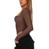 imageREORIA Womens Trendy Sexy Square Neck Long Sleeve Backless Y2K Going Out Boned Bustier Corset Crop TopsCoffee