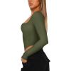 imageREORIA Womens Trendy Sexy Square Neck Long Sleeve Backless Y2K Going Out Boned Bustier Corset Crop TopsDark Green