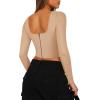 imageREORIA Womens Trendy Sexy Square Neck Long Sleeve Backless Y2K Going Out Boned Bustier Corset Crop TopsNude