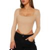 imageREORIA Womens Trendy Sexy Square Neck Long Sleeve Backless Y2K Going Out Boned Bustier Corset Crop TopsNude