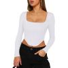 imageREORIA Womens Trendy Sexy Square Neck Long Sleeve Backless Y2K Going Out Boned Bustier Corset Crop TopsWhite