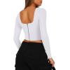 imageREORIA Womens Trendy Sexy Square Neck Long Sleeve Backless Y2K Going Out Boned Bustier Corset Crop TopsWhite