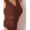 imageREORIA Womens V Neck Sleeveless Sexy Sheer Mesh Bodysuits Tank Tops 2024 SpringSummer Designer CollectionBrownout