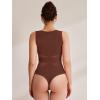 imageREORIA Womens V Neck Sleeveless Sexy Sheer Mesh Bodysuits Tank Tops 2024 SpringSummer Designer CollectionBrownout