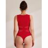 imageREORIA Womens V Neck Sleeveless Sexy Sheer Mesh Bodysuits Tank Tops 2024 SpringSummer Designer CollectionGoji Berry